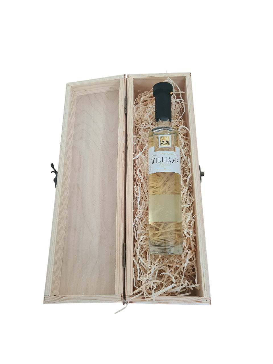 Holzbox mit Klappdeckel und Williams Liqueur