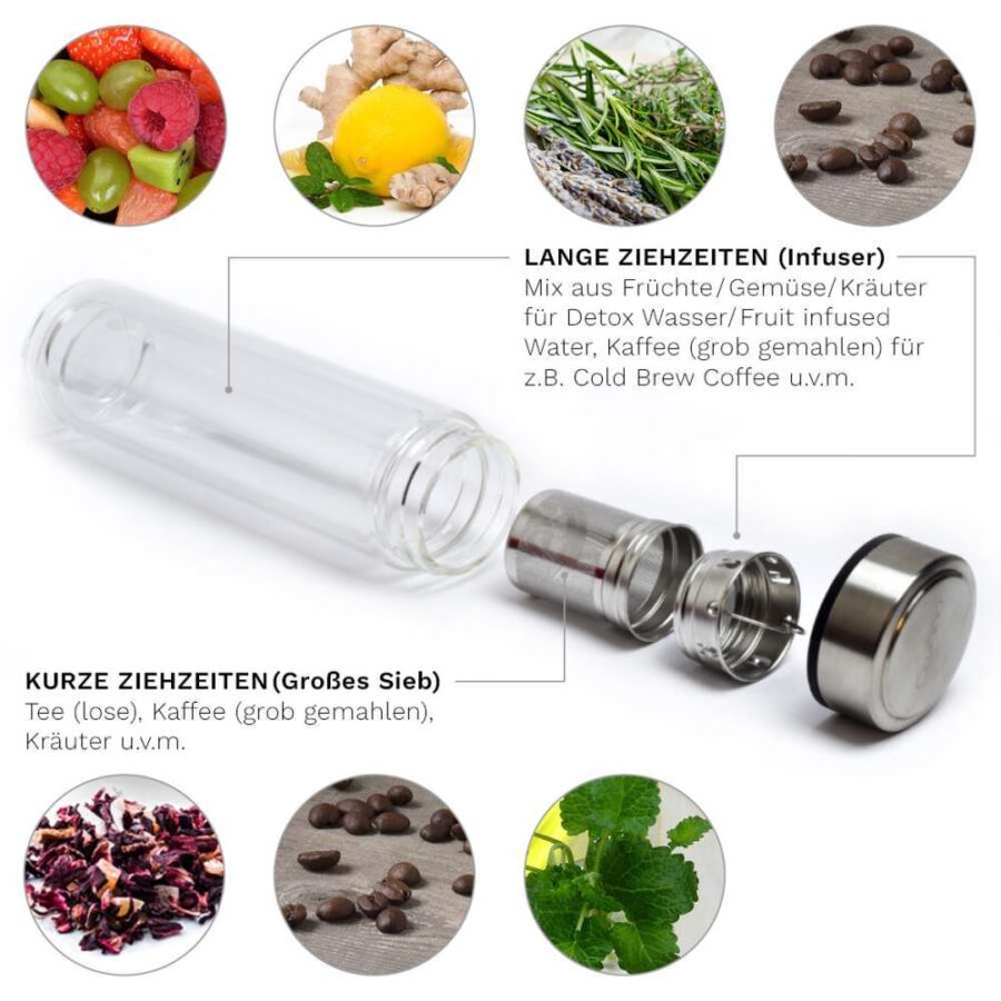 Thermo Teamaker mit Filztasche | 400ml in runder Geschenkbox
