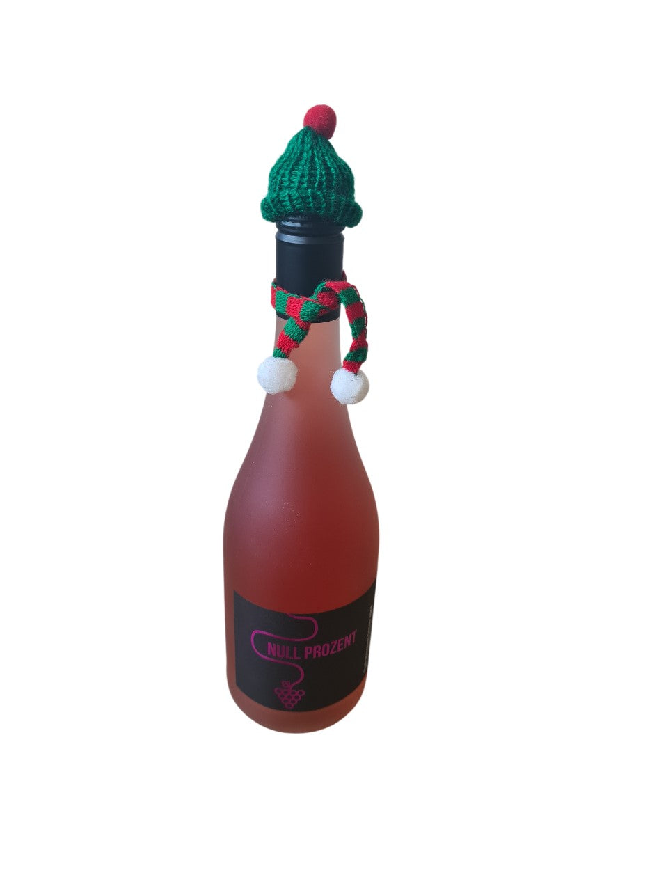 Secco Hibiskus Null Prozent mit Weihnachts - Mütze und Schal grün/rot