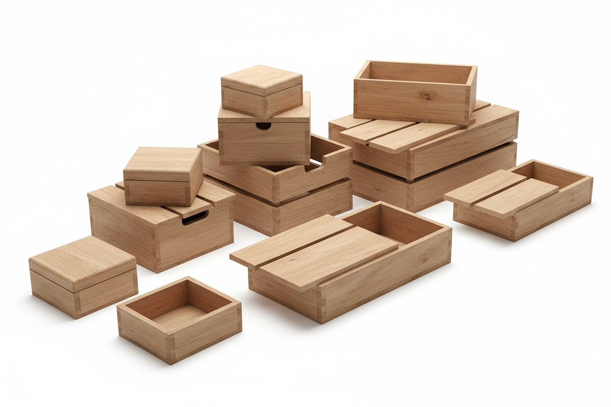 Geschenke in Holzboxen / Holzkisten in verschiedenen Ausführungen