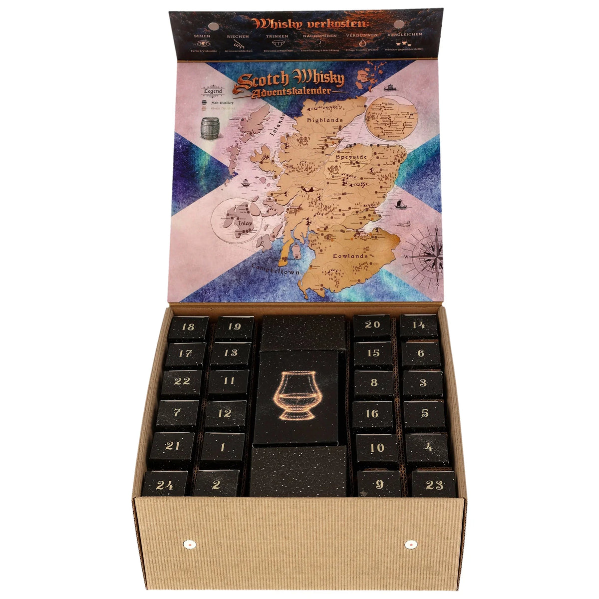 Adventskalender Scotch begeistert mit 24 rein in Schottland destillierten Drams