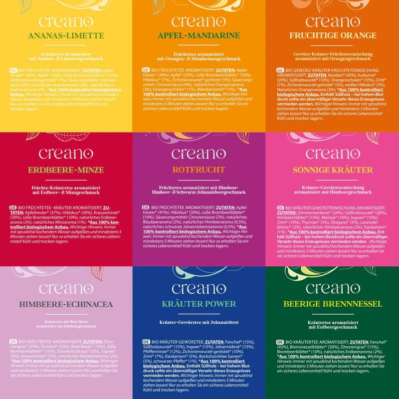 Creano Bio Früchte Kräutertee 45er Geschenkset ORGANIC HERBAL TEA 45 BioTeebeutel