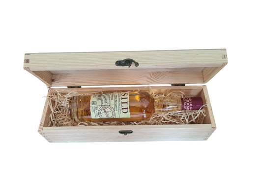 Holzbox mit Klappdeckel und SILD Crannog Single Malt Whisky