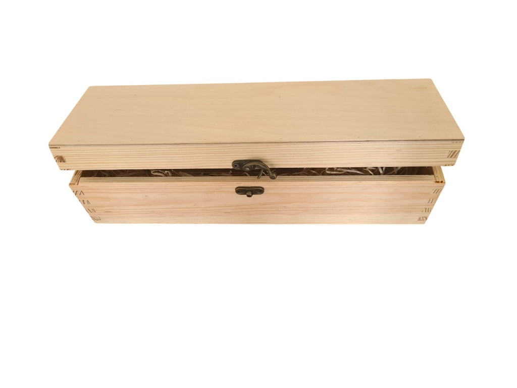 Holzbox mit Klappdeckel und 1 Fl. Pinot Rosé brut