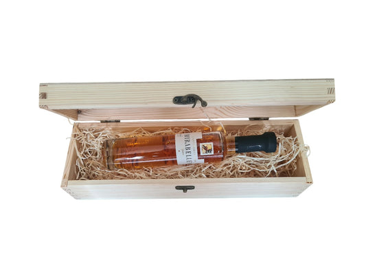 Holzbox mit Klappdeckel und  Mirabellen Liqueur