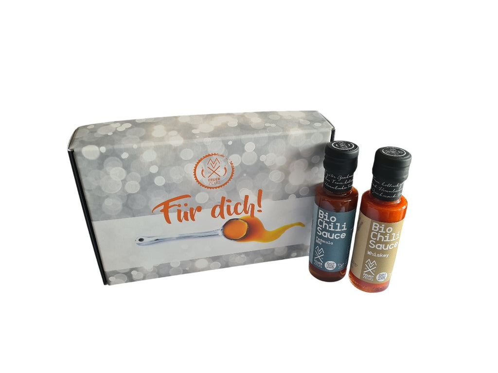 2er Box "Für Dich" mit Bio-Chilisauce „Pedacola-BBQ“ und "Whiskey"