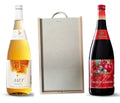 Geschenk Holzbox mit Tragekordel MET Honigwein und Fruchtglühwein je 1 Liter Flasche