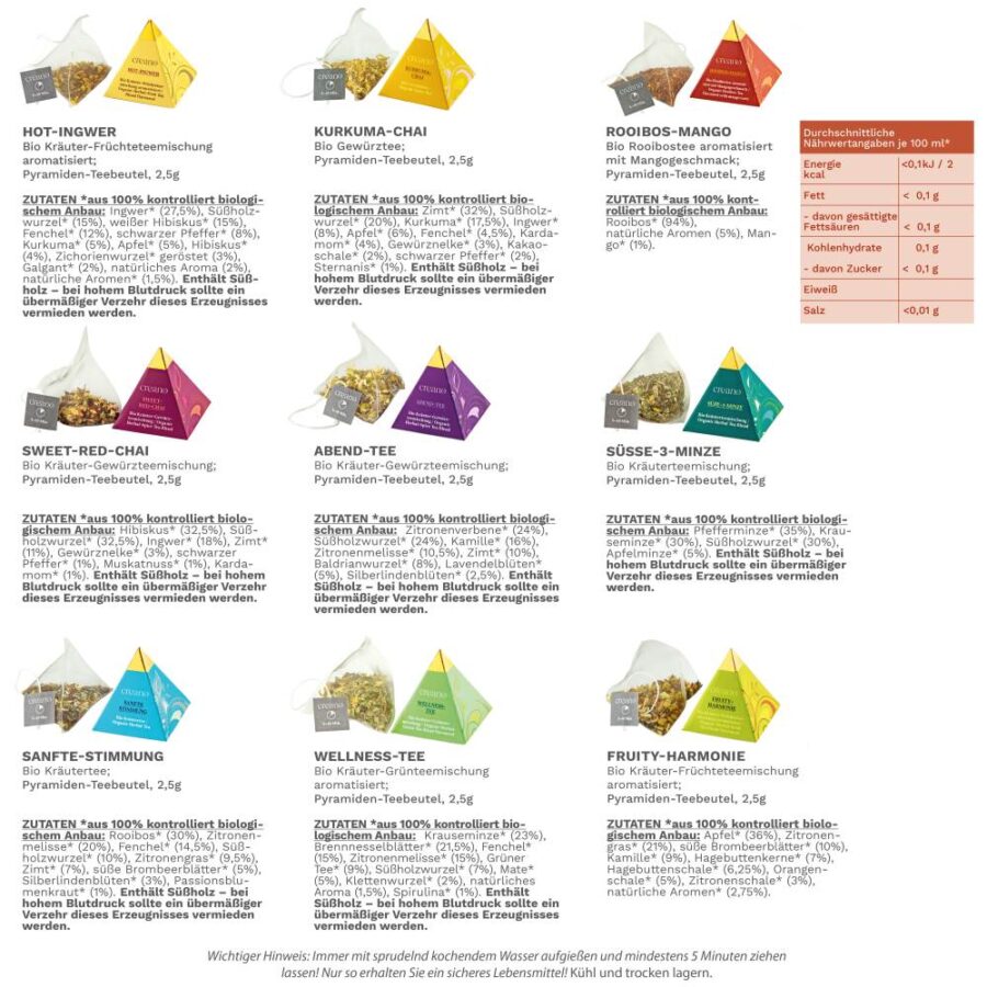 Creano Bio Kräutertee 12er Pyramiden Geschenkset ORGANIC HERBAL TEA