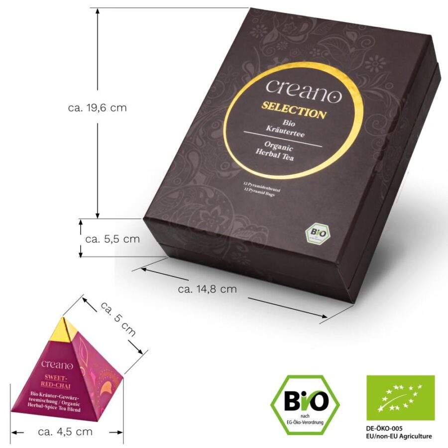 Creano Bio Kräutertee 12er Pyramiden Geschenkset ORGANIC HERBAL TEA