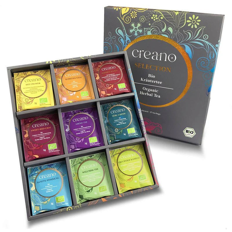 Creano Geschenkset BIO ORGANIC HERBAL TEA Geschenkbox mit 27 Teebeuteln