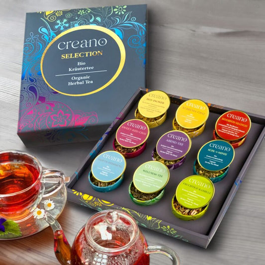 Bio Kräutertee Geschenkset LOSER TEE 9 unterschiedliche Sorten Tee in Metalldosen