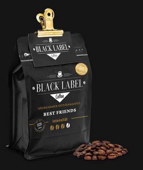 Geschenk 4x 100g Black Label Coffee Malabar, Best Friends, Narural Uganda und Peru