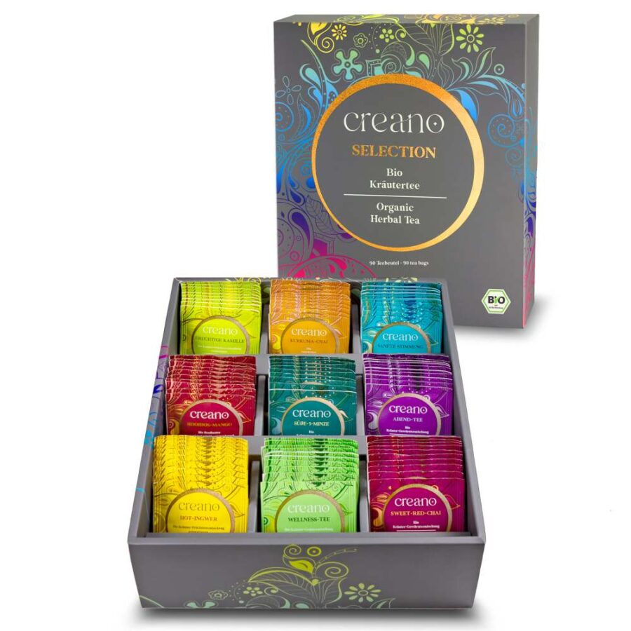 Creano Geschenkset BIO ORGANIC HERBAL TEA Geschenkbox&nbsp; mit 90 Teebeuteln
