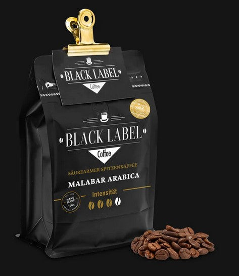 Geschenk 4x 100g Black Label Coffee Malabar, Best Friends, Narural Uganda und Peru