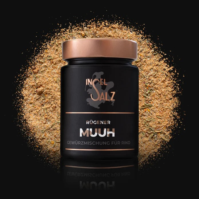 Rügener Inselsalz  Geschenk 6er Gewürzmischung + Eichenbrett