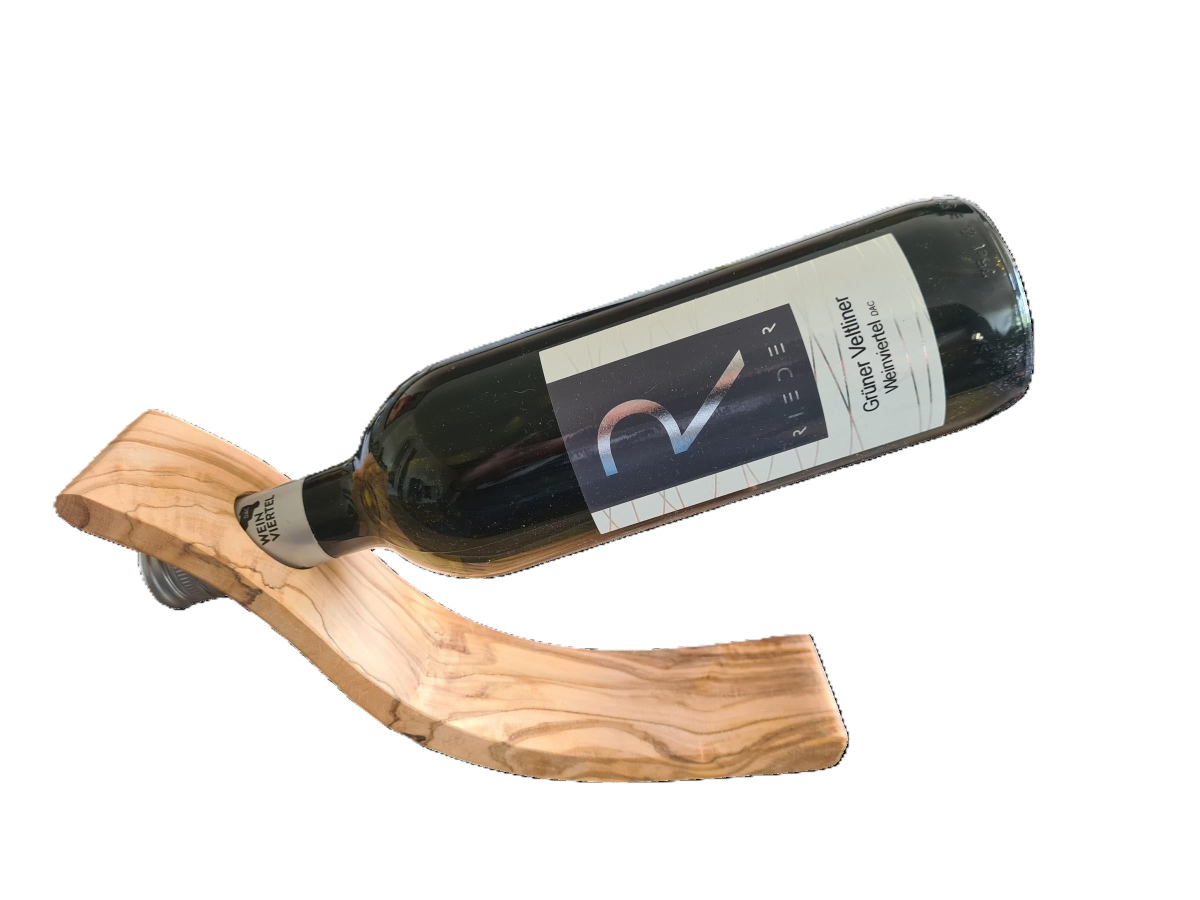 Grüner Veltliner 2024 trocken Qualitäts Wein mit Olivenholzständer Flaschenhalter / Korken und Holzbox