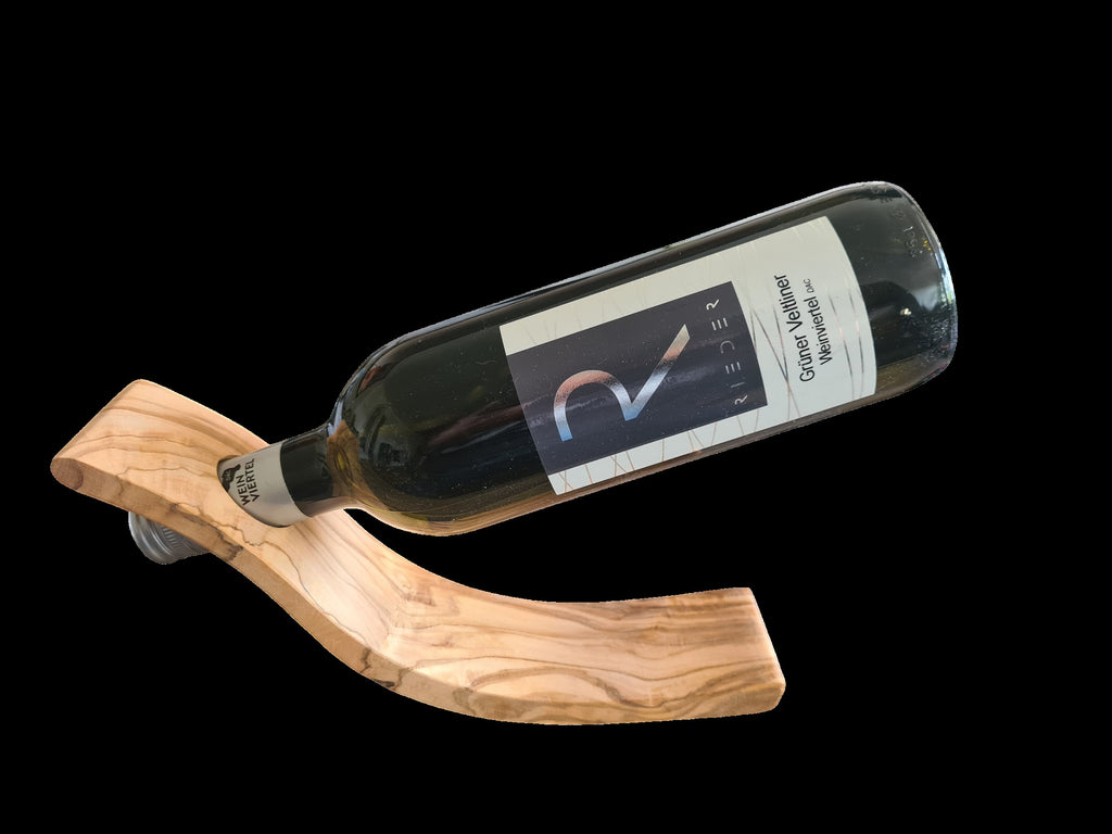 Grüner Veltliner 2024 trocken Qualitäts Wein mit Olivenholzständer Flaschenhalter / Korken und Holzbox