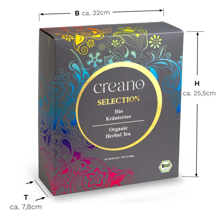 Creano Geschenkset BIO ORGANIC HERBAL TEA Geschenkbox&nbsp; mit 90 Teebeuteln