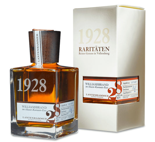 RARITÄT 1928 Williamsbirnenbrand gelagert im Akazien- & Kastanienholzfass 43%