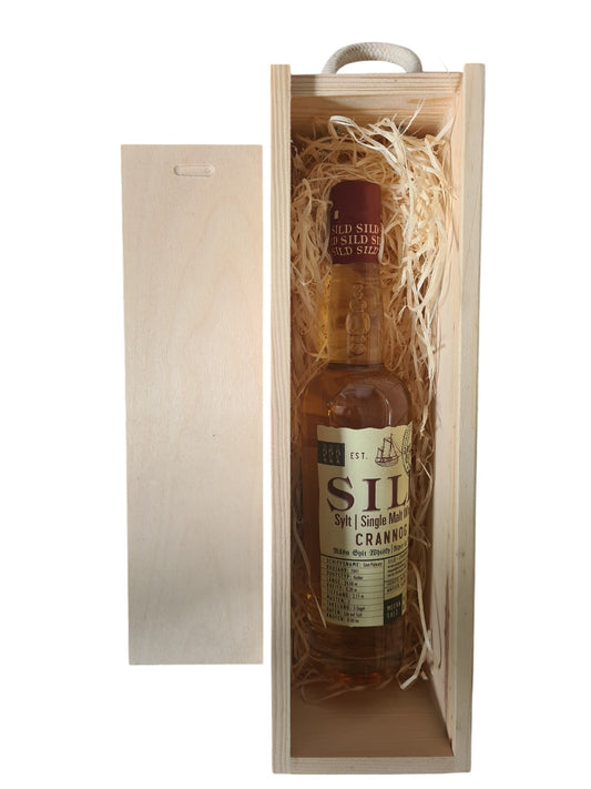 Holzbox mit Tragekordel und Schiebedeckel dazu SILD Crannog Single Malt Whisky