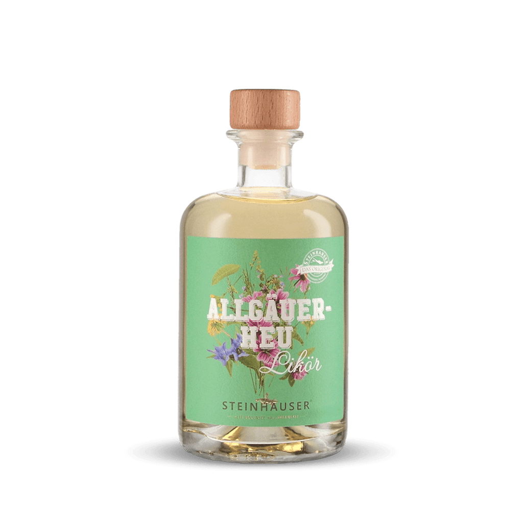Steinhauser Allgäuer-Heu Likör in der Apothekerflasche
