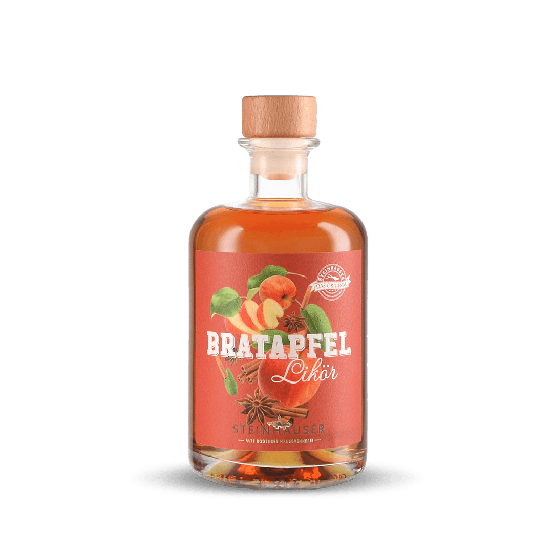 Steinhauser Bratapfel Likör in der Apothekerflasche