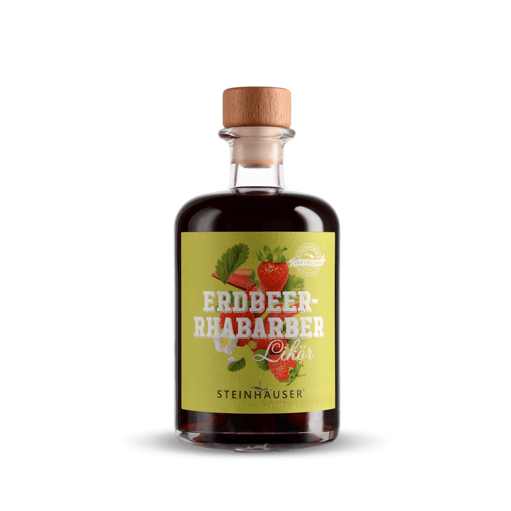 Steinhauser Erdbeer-Rhabarber Likör in der Apothekerflasche