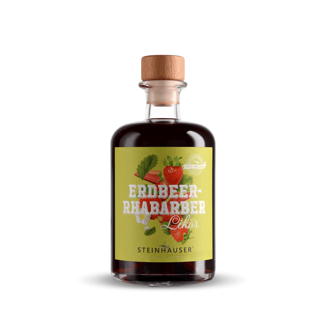 Steinhauser Erdbeer-Rhabarber Likör in der Apothekerflasche