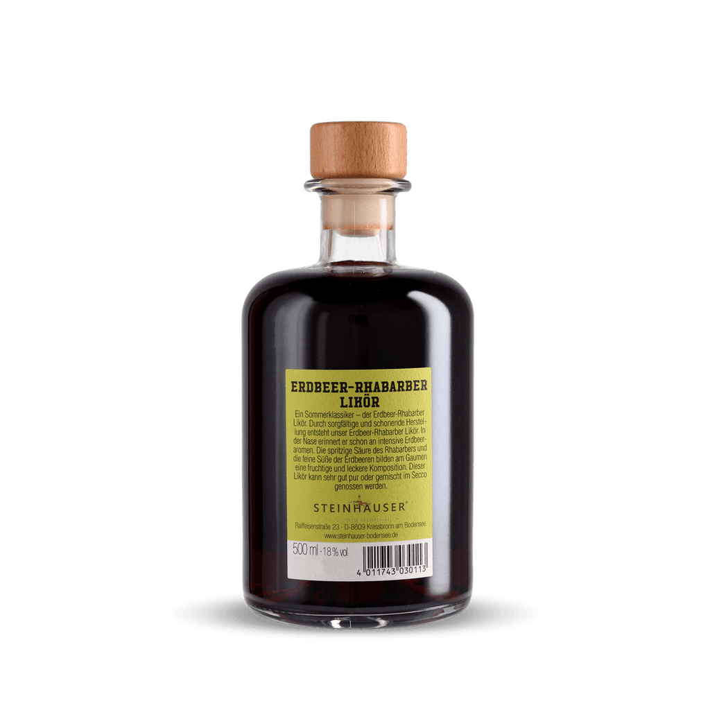 Steinhauser Erdbeer-Rhabarber Likör in der Apothekerflasche