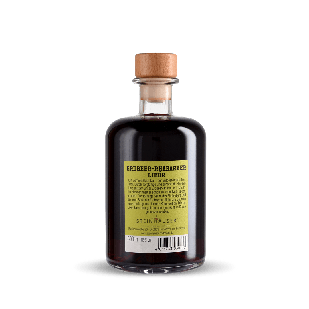 Steinhauser Erdbeer-Rhabarber Likör in der Apothekerflasche