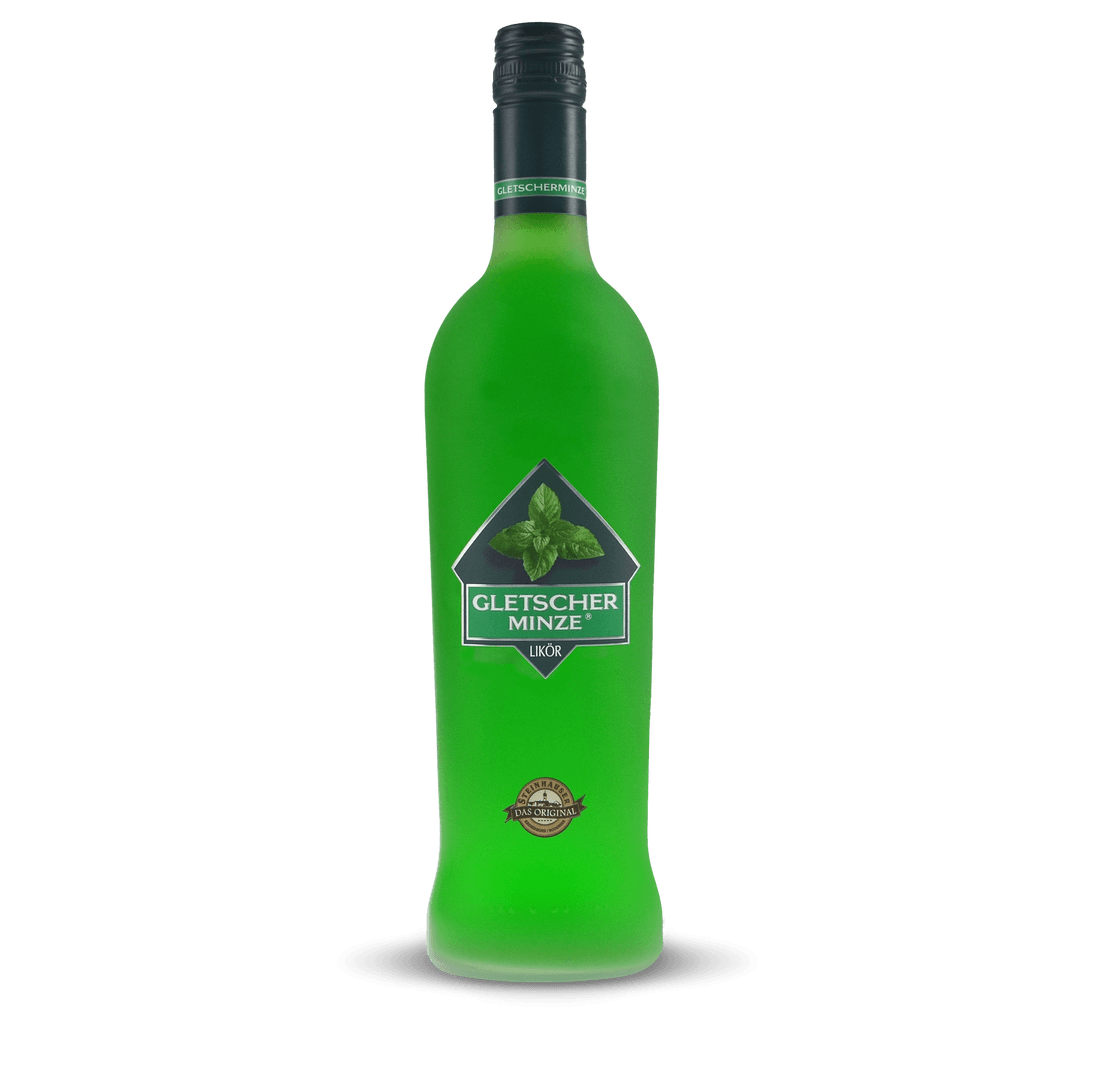 Gletscherminze Minz Likör in einer Holzbox mit Verschluss