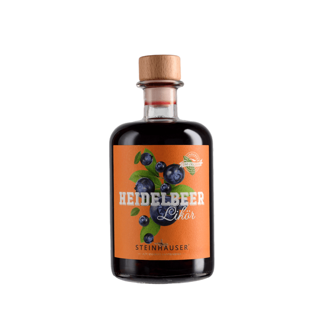 Heidelbeer Likör in der Apothekerflasche