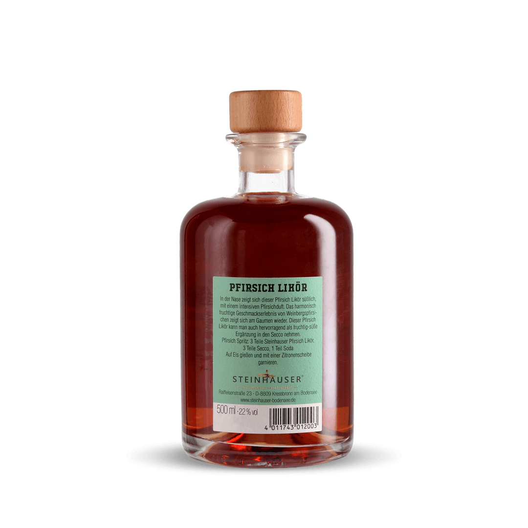 Steinhauser Pfirsich Likör in der Apothekerflasche