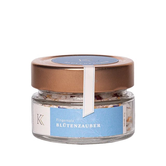 Holzbox mit Tragekordel und 1Fl Pinot Rosé brut, 2x Fingersalz 1x Gewürz