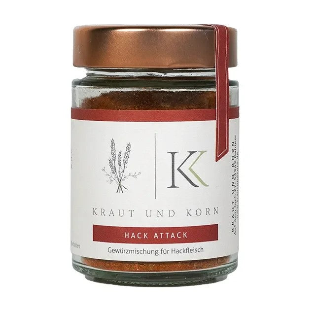 Holzbox mit Grillgut (scharf) Grillkräuter, Hack Attack und Wein grüner Veltliner