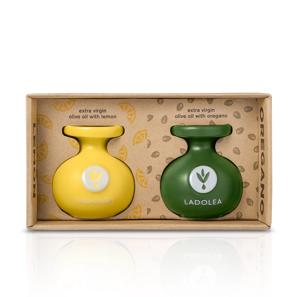 Ladolea  Natives Olivenöl Extra mit Zitrone & Oregano im Tongefäss und Korkverschluss