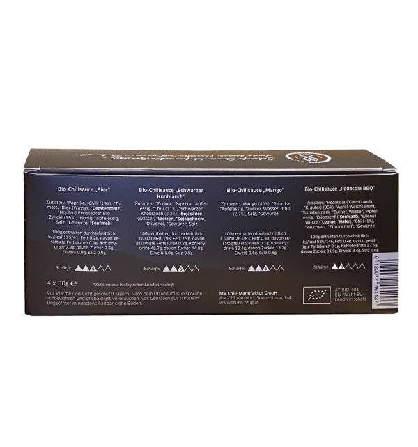 Bio-Chilisaucen Probierset „Exklusiv“